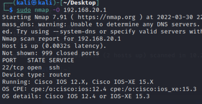 nmap result for 192.168.20.1