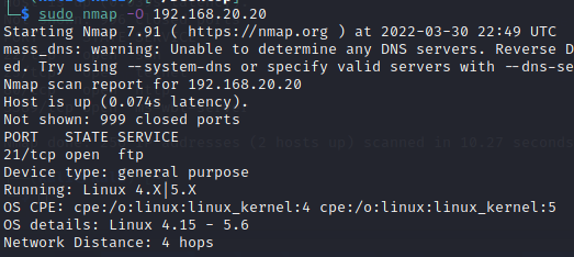 nmap result for 192.168.20.20