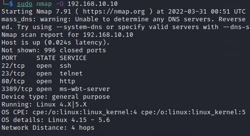 nmap OS detection output